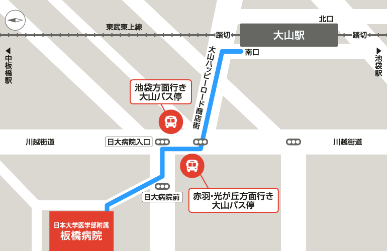 大山駅 徒歩のルート